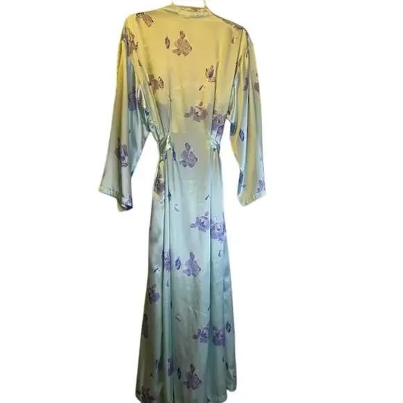JONES NEW YORK 2 Piece Matching Satin Long Gown & Robe Size Large Mint, Purple - Picture 7 of 10